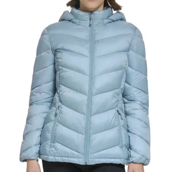 Charter Club Women's Steel Blue Packable Hooded Puffer - NEW-  SIZE XL - Picture 1 of 11
